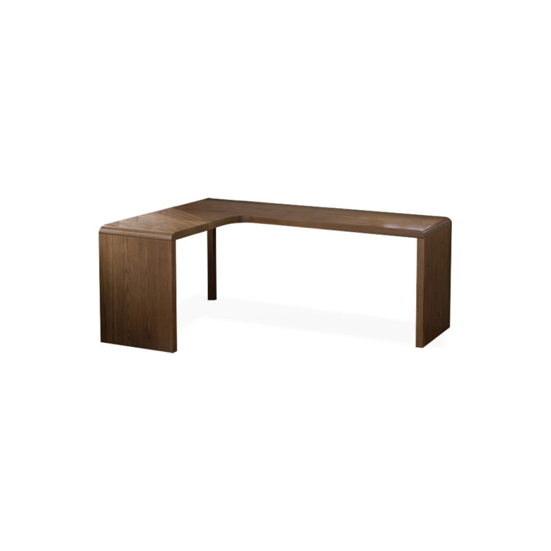 Bureau en bois massif en L noyer clair, H 29,53 po x l 55,12 po x P 39,37 po, Retour à gauche