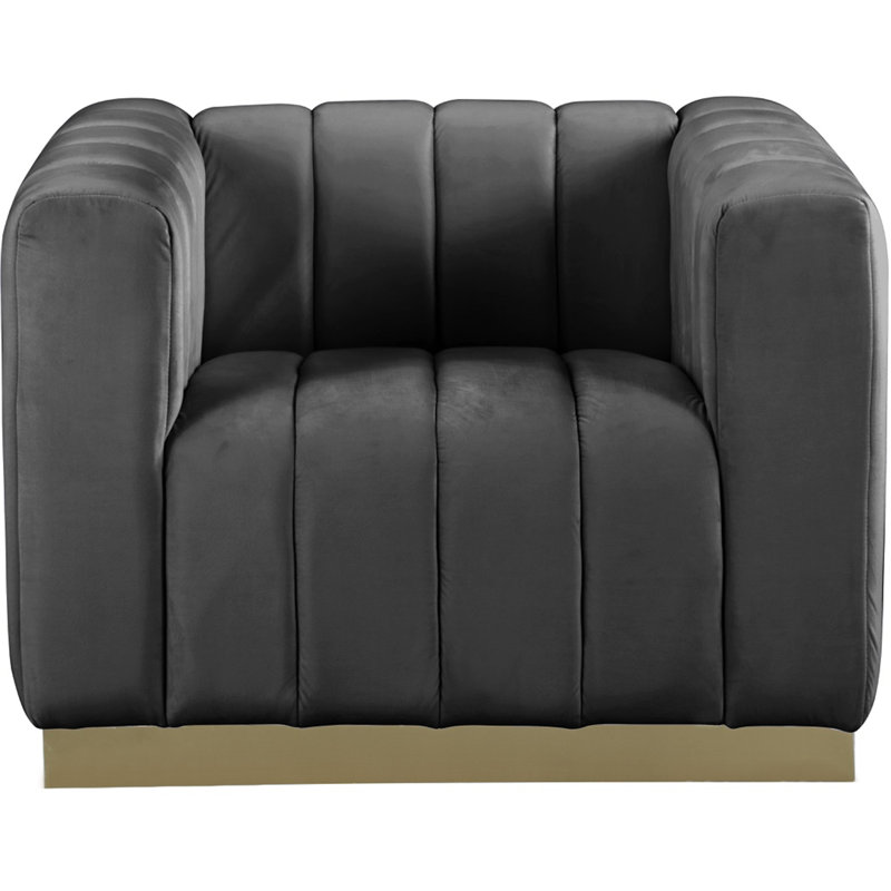 Tyneside Velvet Armchair, Gray Velvet