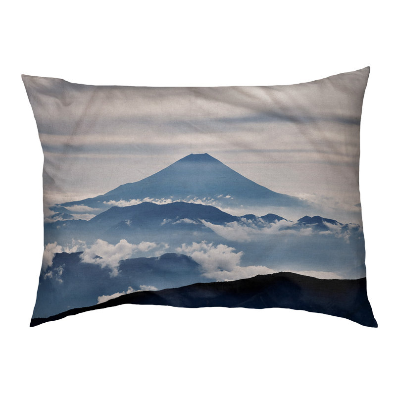 Oreiller de mt. fuji pour chien Burien, Moyen (L 29,5 po x P19,5 po x H 9,5 po), Blanc / Bleu