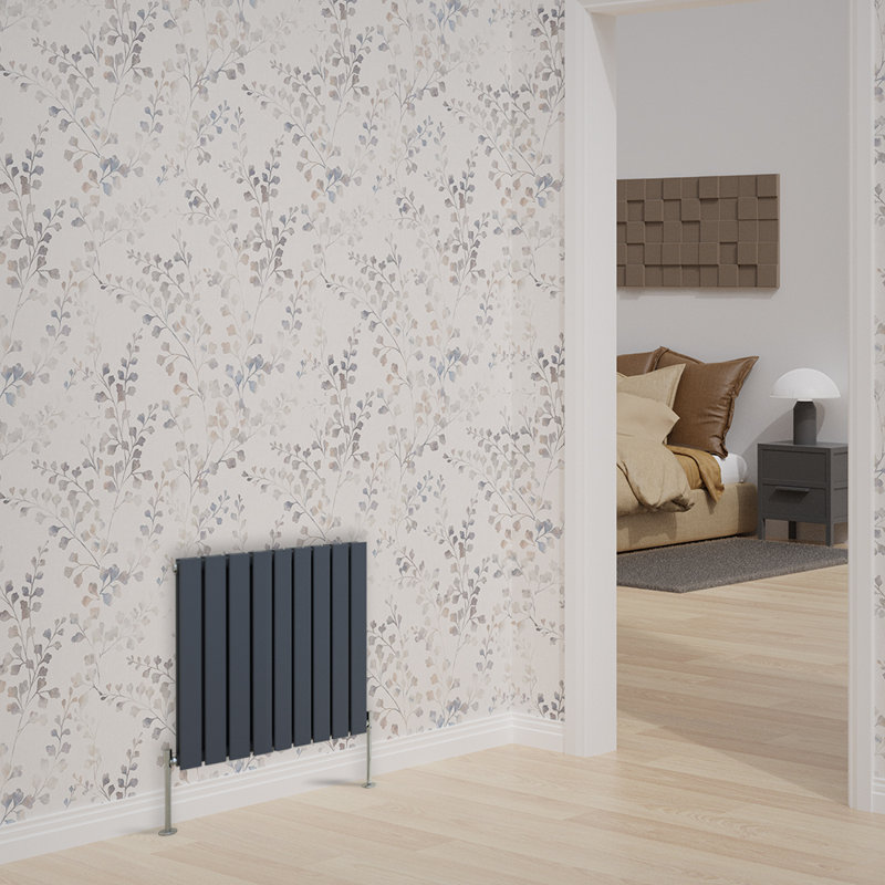 Adah Horizontal Single Flat Panel Radiator, 600mm H x 612mm W, 2, White