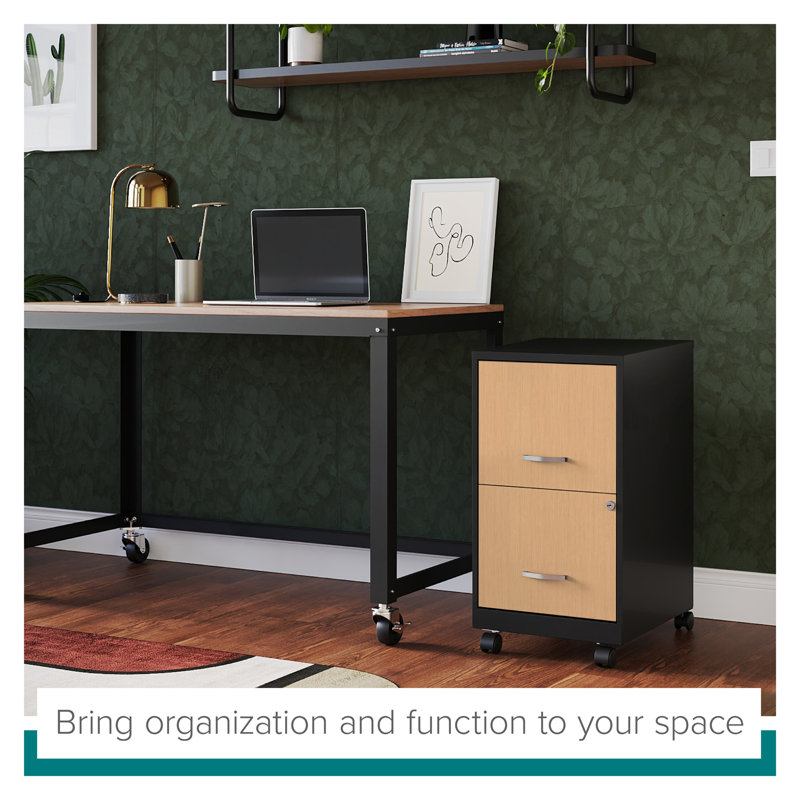 Home Office Wood Top Desk and Storage Set, Black