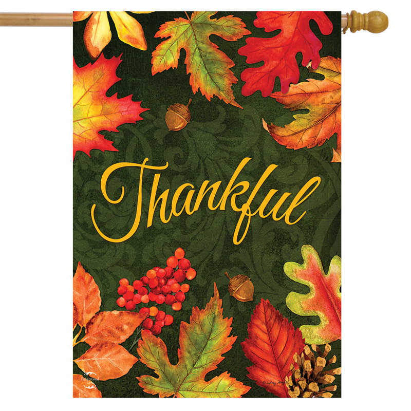 Drapeau de maison d'automne «Thankful Leaves», Jaune / Vert / Orange