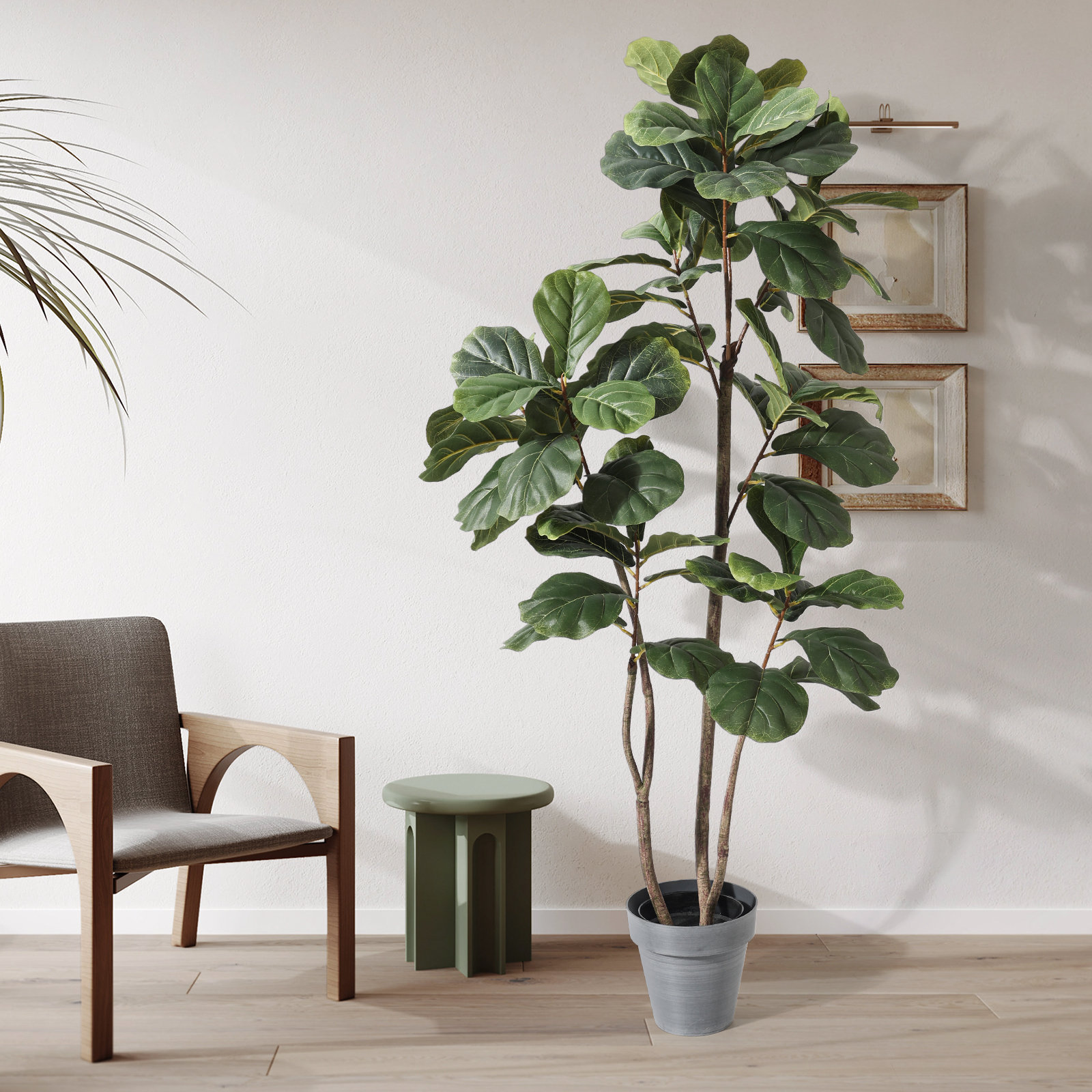 Primrue Fake Plants Artificial Tree 61'' Tall Fiddle Leaf Fig Tree in