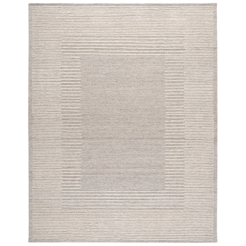 Abstract Hand Tufted Wool, Cotton Solid Color Indoor Rug, Rectangle 8' x 10'