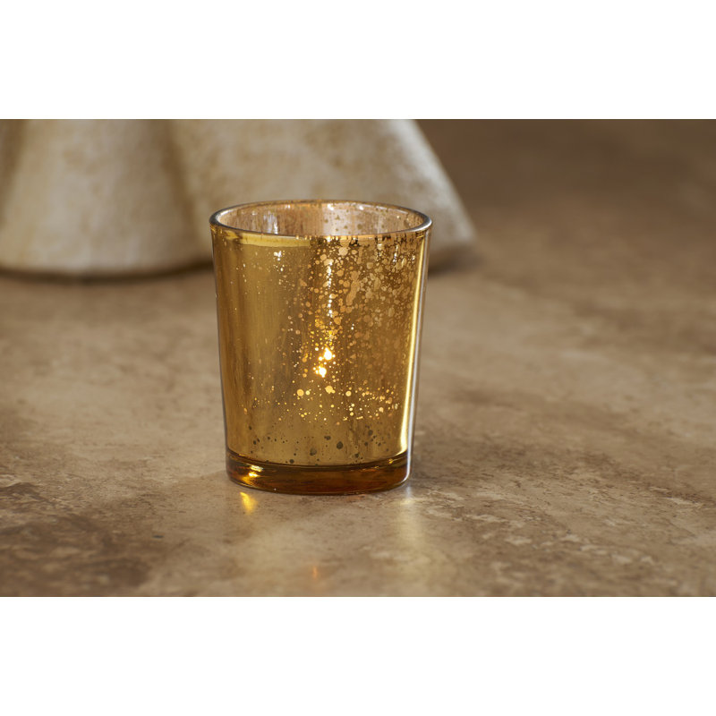 12 Piece 6.8cm Glass Tabletop Votive Holder Set, Gold