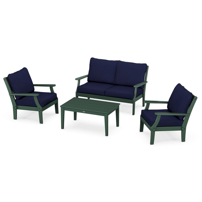 Ensemble de chaises à assise profonde 4 pièces Braxton, Granit, Acajou