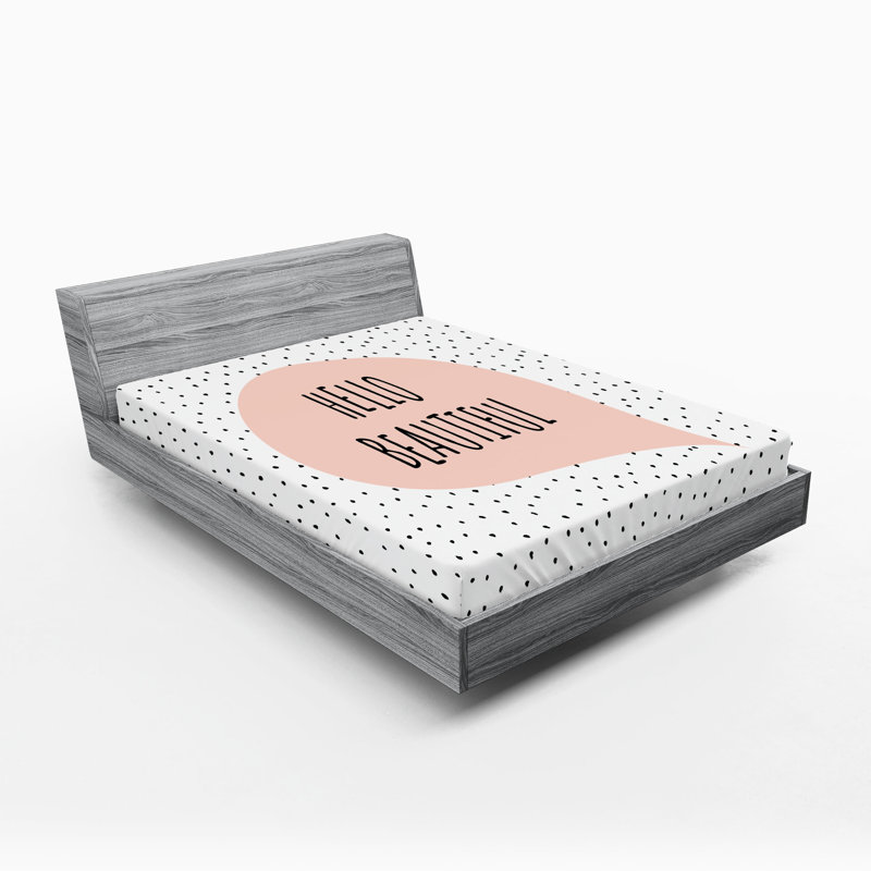 Drap-housse Ambesonne, paquet de 2, Rosé / pois noirs, Drap-housse grand