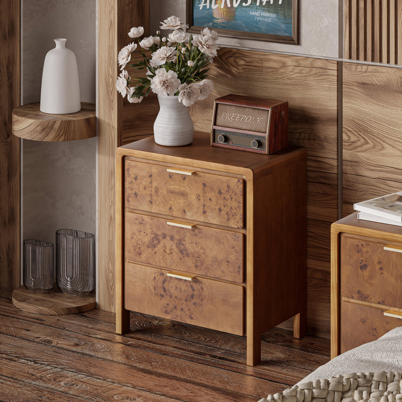 Commode d'appoint 3 tiroirs Manish, Marron foncé