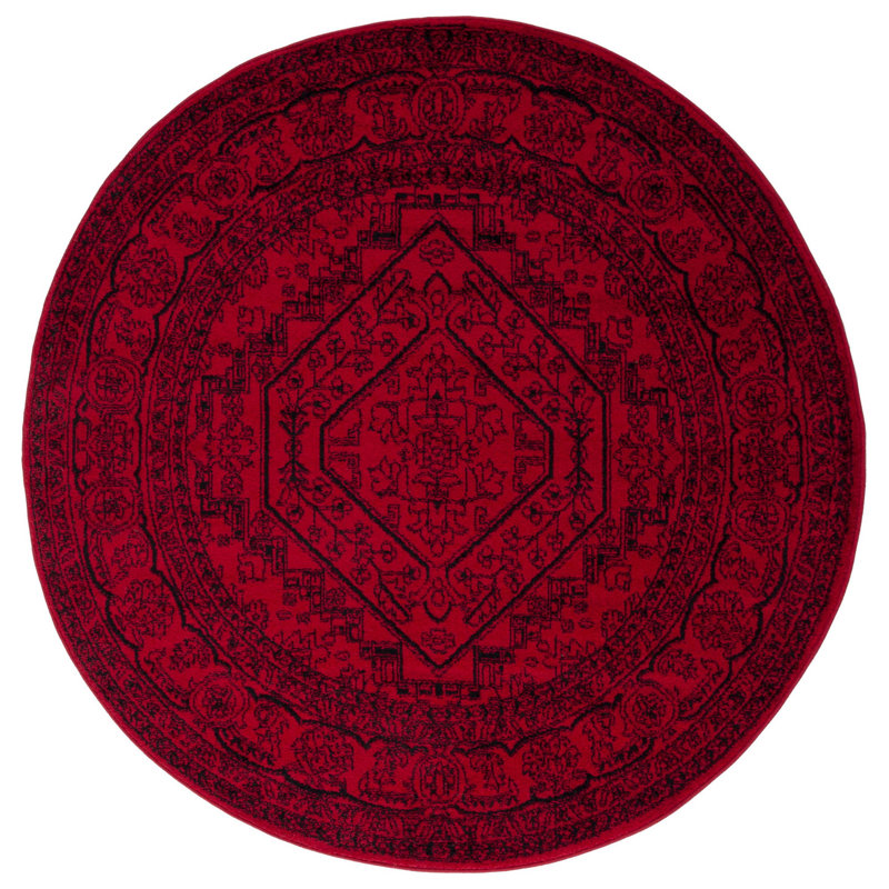 Tapis oriental rouge / noir Nicarla, Rond 6 pi