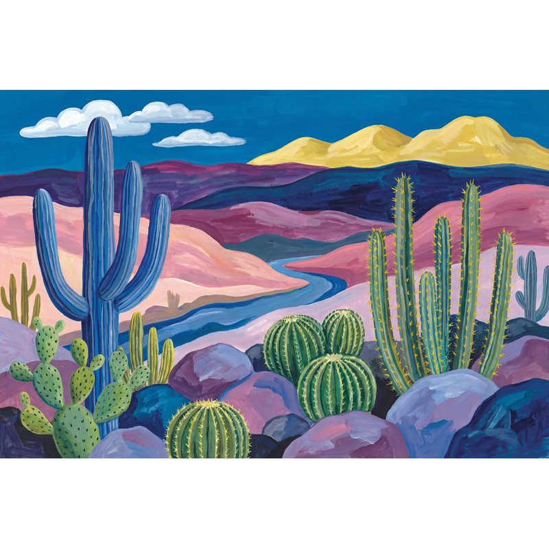 Papier peint paysage désertique Cactus, 100 po x 96 po, Texturé non collé