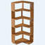 Bibliothèque de coin 64,96 "à 6 niveaux avec panneau anti-chute, bibliothèque industrielle en forme de L en grain de noyer-1172725316
