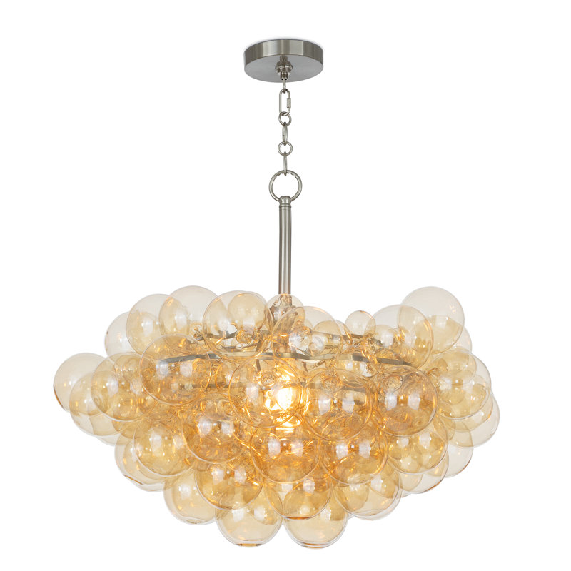Lustre à bulles avec verre ambré, Nickel brossé