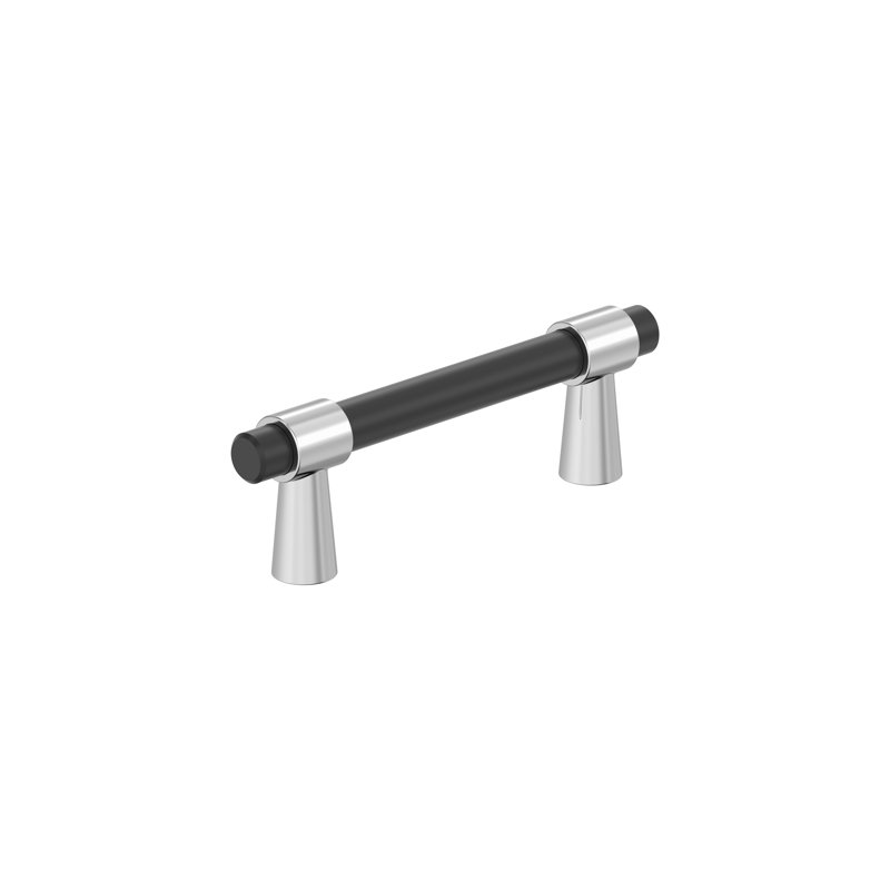 Mergence bar handle, 3 po d'un centre à l'autre, Noir mat / Chrome poli