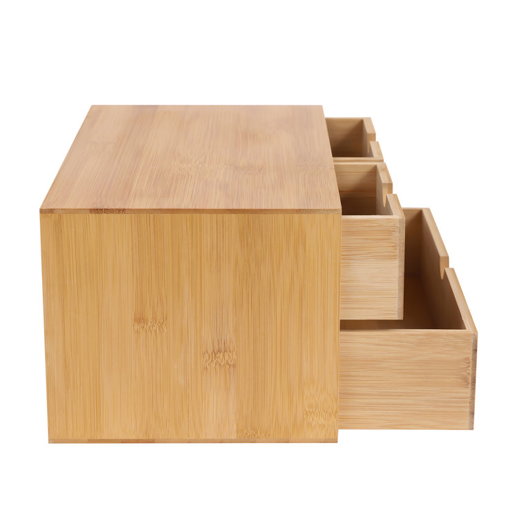 NEW Fully Assembled - Mini Bamboo Desk Drawer Tabletop Cosmetic