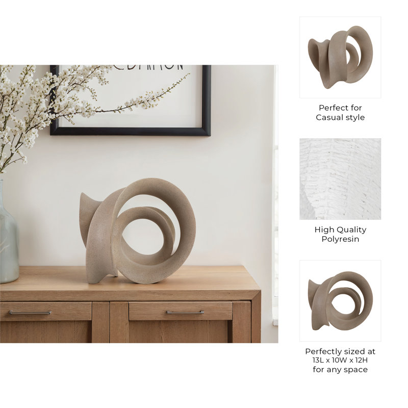 Sagebrook Home 13" Menen Large Loop Statuary, Tan