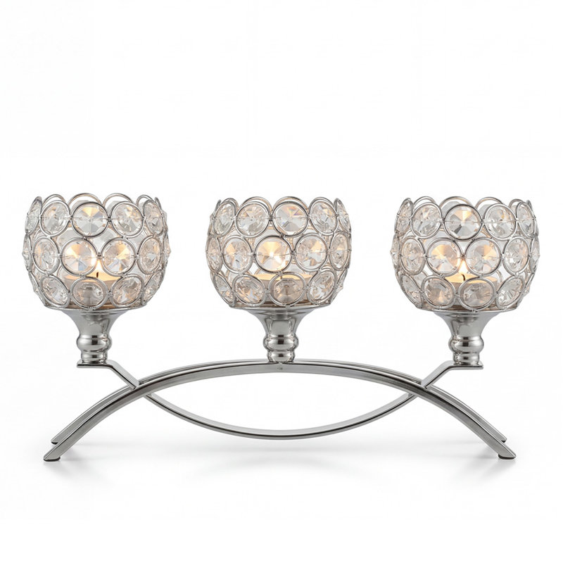 Metal,Crystal Tabletop Candelabra