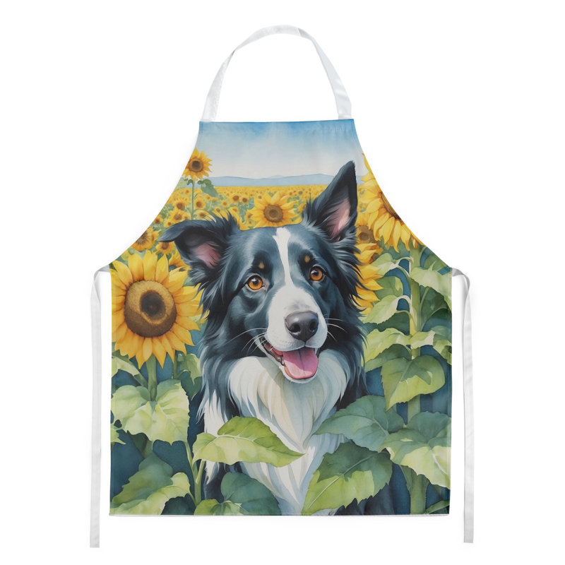 Border collie en tablier tournesols