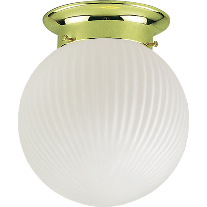 Attar 1-Light 6"W Indoor Polished Brass Round Flush Mount with Frosted Ribbed Globe Glass, Polished Brass