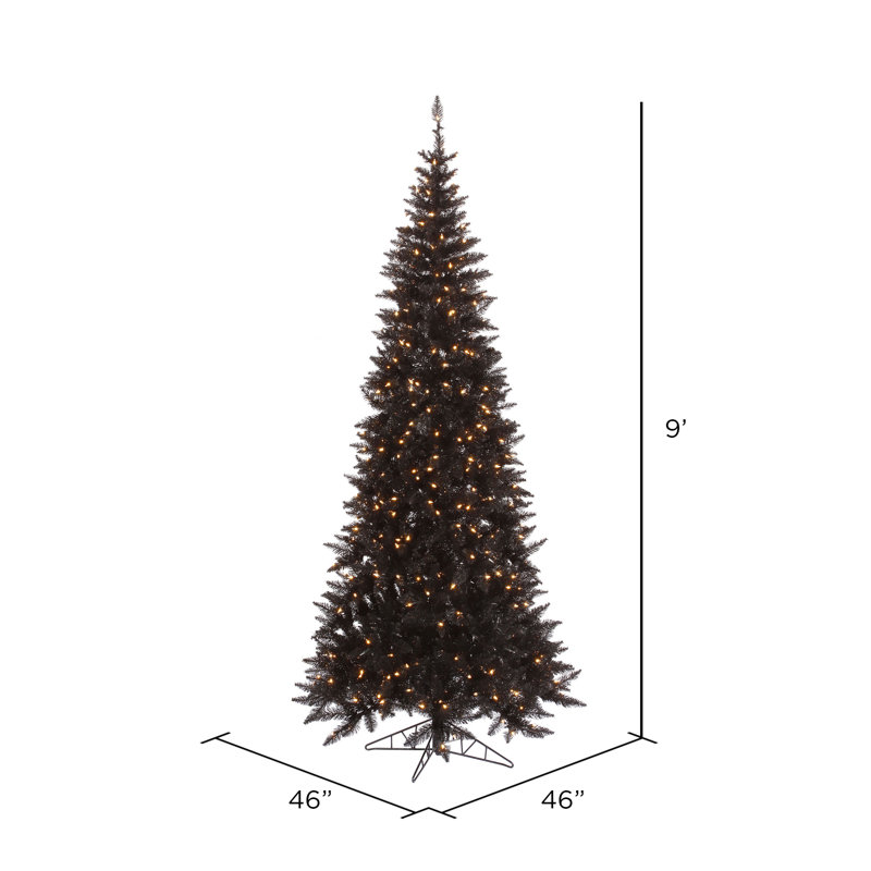 Black Fir Slim Artificial Christmas Tree, 9' H, Pre-Lit