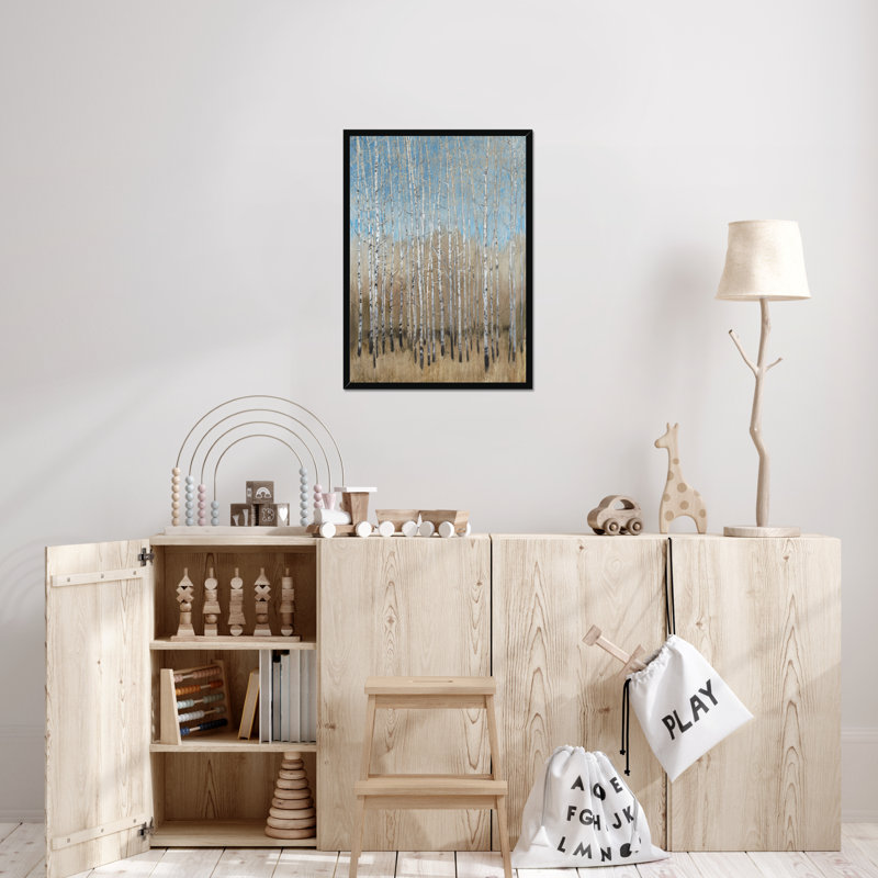 Dusty Blue Birches I by Timothy O' Toole - Painting, Black Framed Paper Print, 50cm H x 34cm W