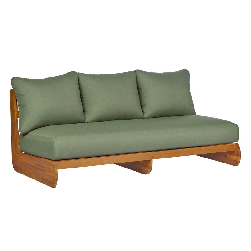 Judd Patio Acacia Wood 3-Seater Sofa With Cushions, Teak, Green