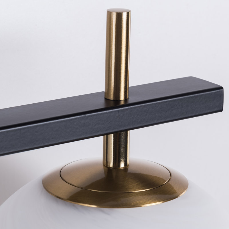 Bathroom Vanity Light With Round Shape Cloud Glass Shade, 3, Matte Black/Gold
