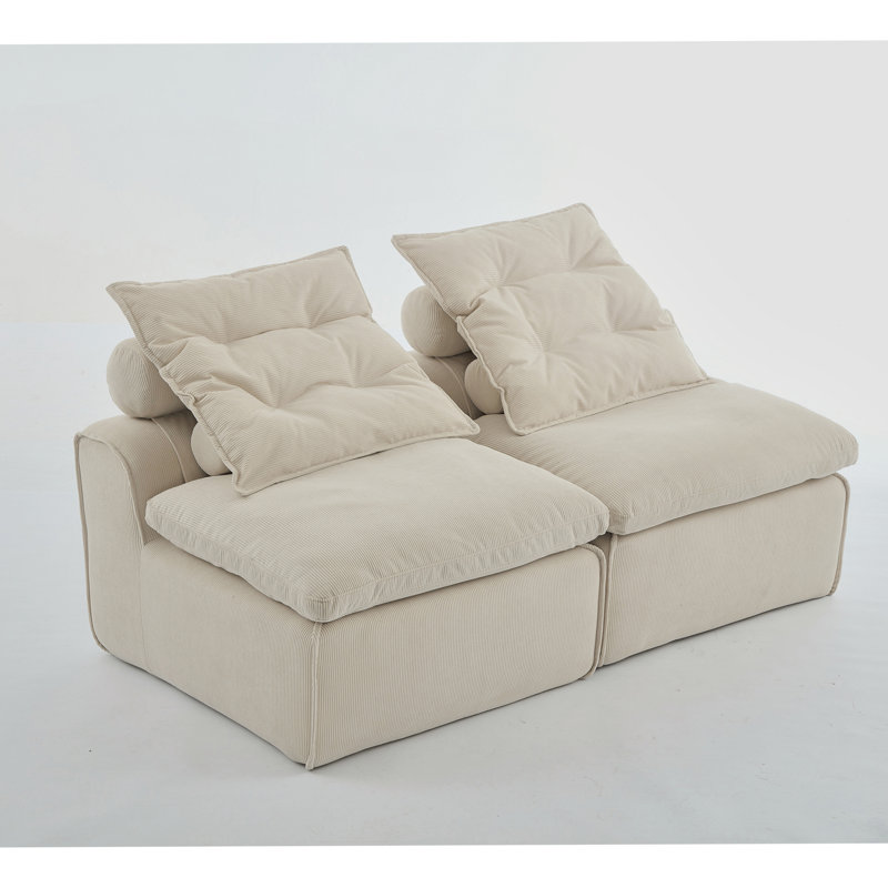 Canapé modulaire polyvalent avec velours côtelé doux, idéal pour la détente et la personnalisation, Beige