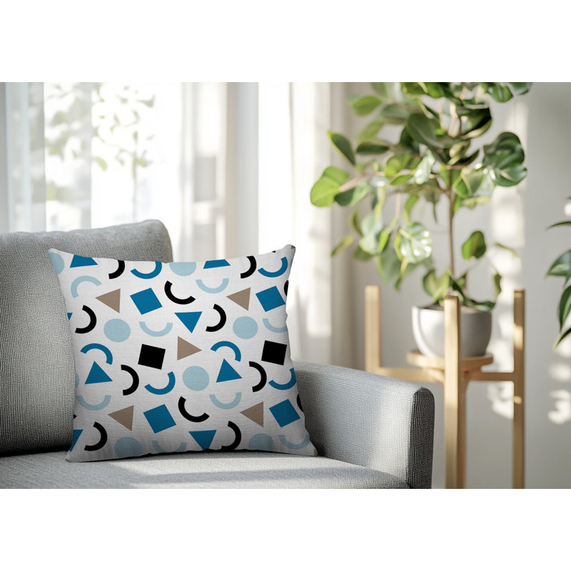 Oreiller carré réversible intérieur / extérieur Fazzal, Carré 18 po, Turquoise