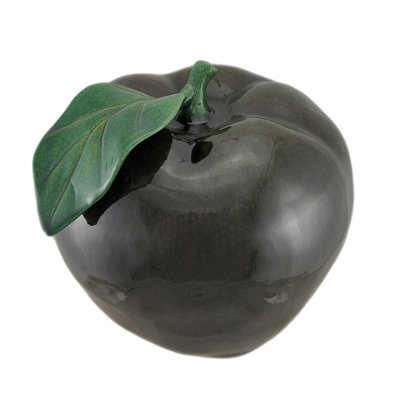Pomme en céramique vert foncé de 11 pouces de diamètre