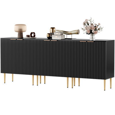 Rishaw 28.5" W Fluted 2-Door Accent Cabinet with Adjustable Interior Shelves