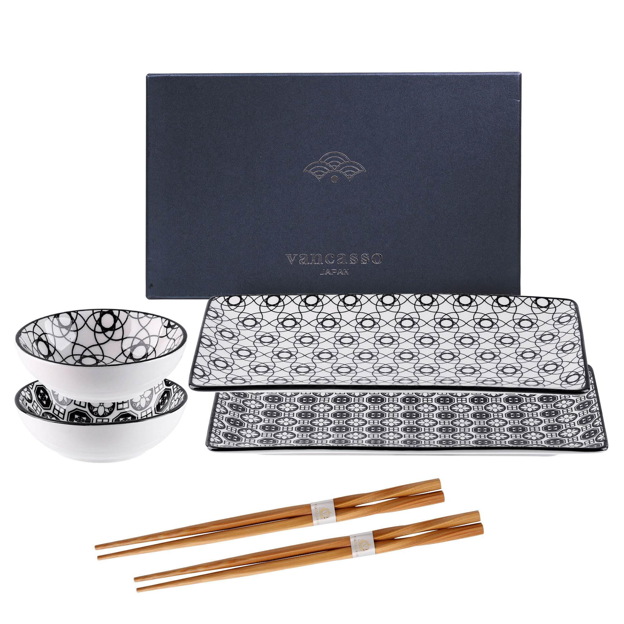 vancasso Haruka 8-Piece Sushi Set Gift Box Porcelain Japanese