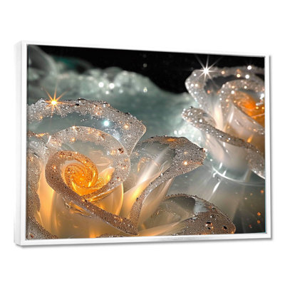 Sparking Translucent Roses Golden Glam Core - Rose Wall Art Living Room