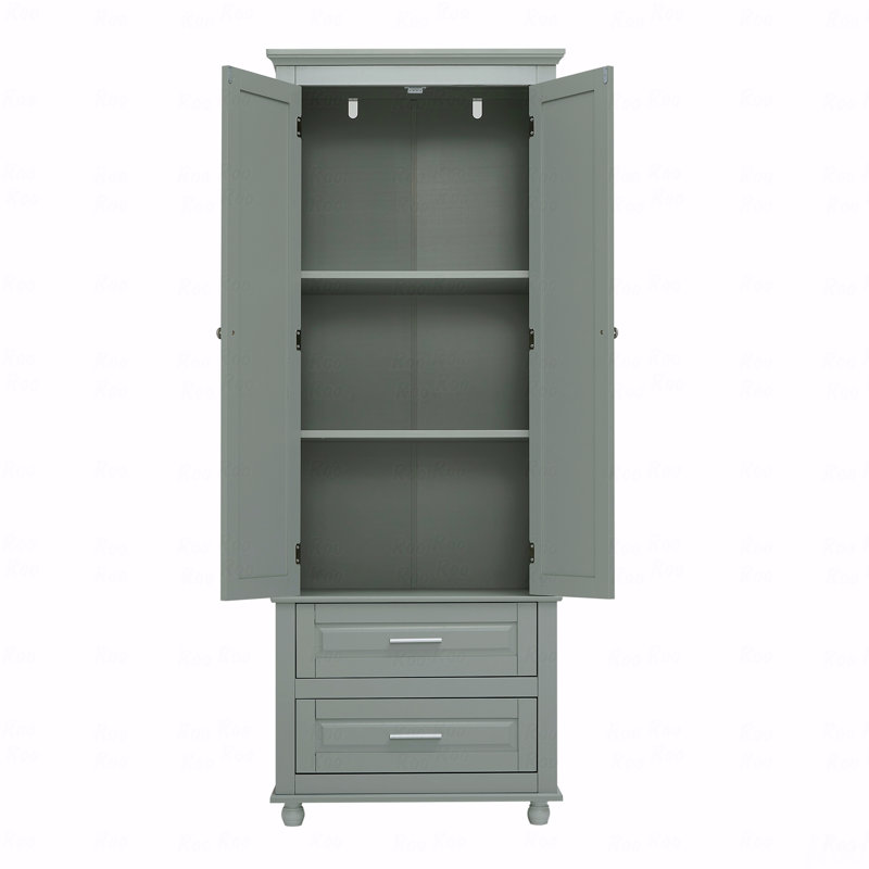 Armoire de rangement haute avec deux tiroirs, Gris