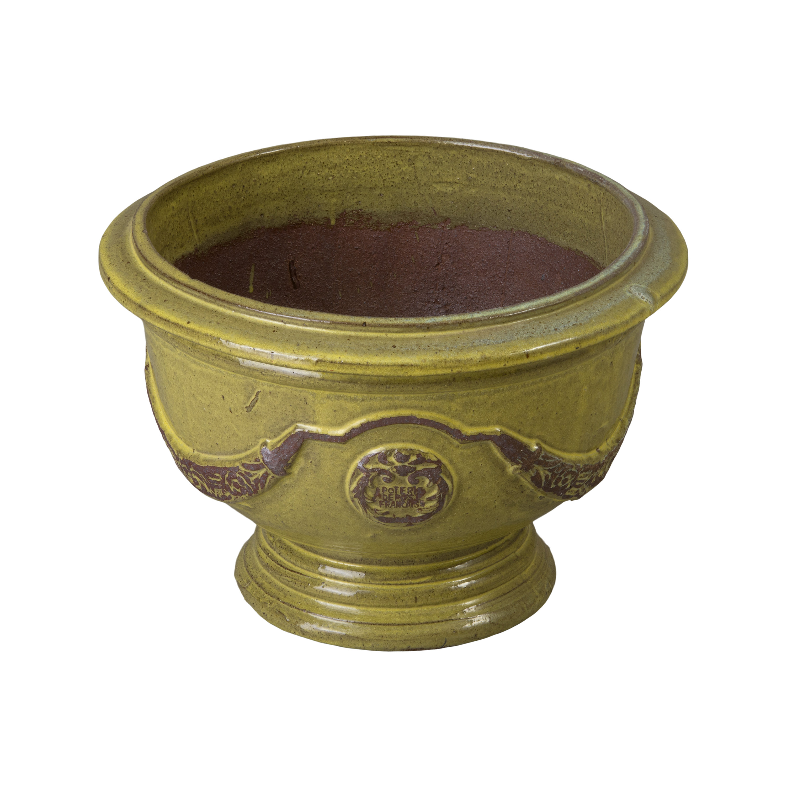 Emissary Home and Garden Anduze French Yellow Ceramic Round Planter with Drainage Hole | Wayfair