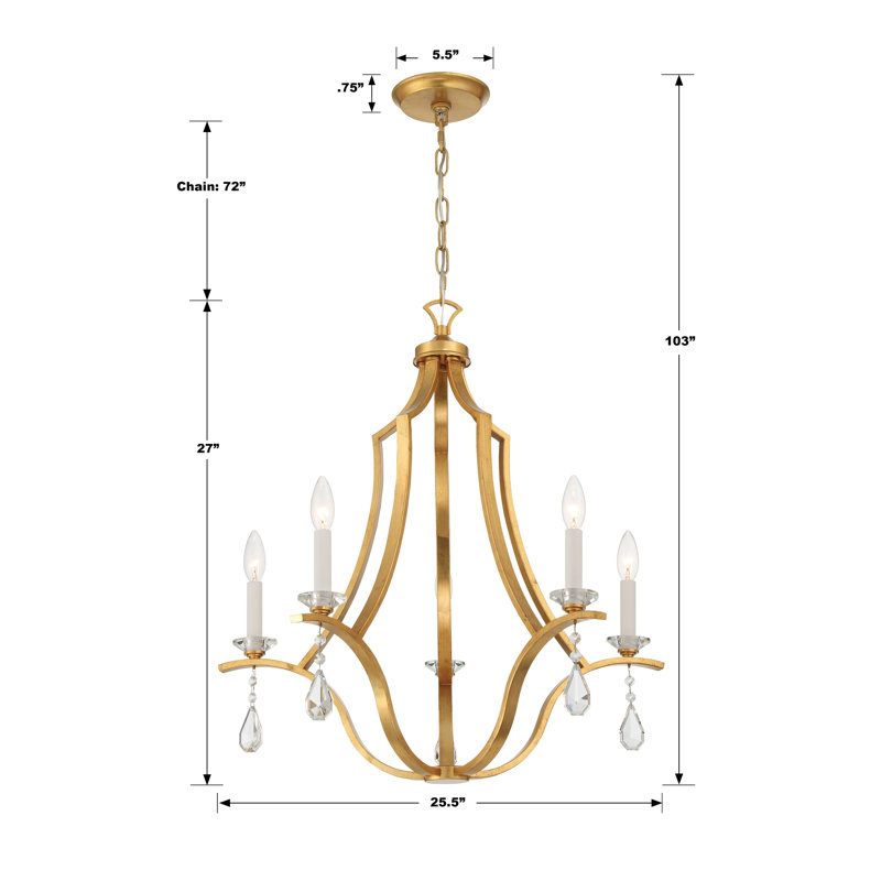Keyrah 5 - Light Steel Dimmable Chandelier