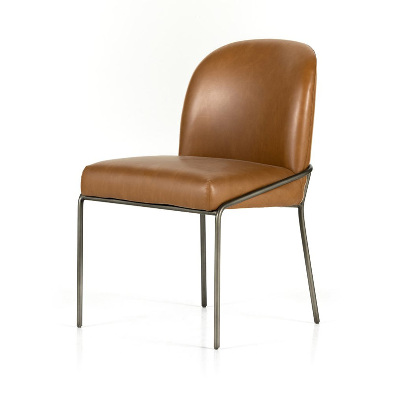 Chaise d'appoint Laina, Similicuir Sierra caramel écossais