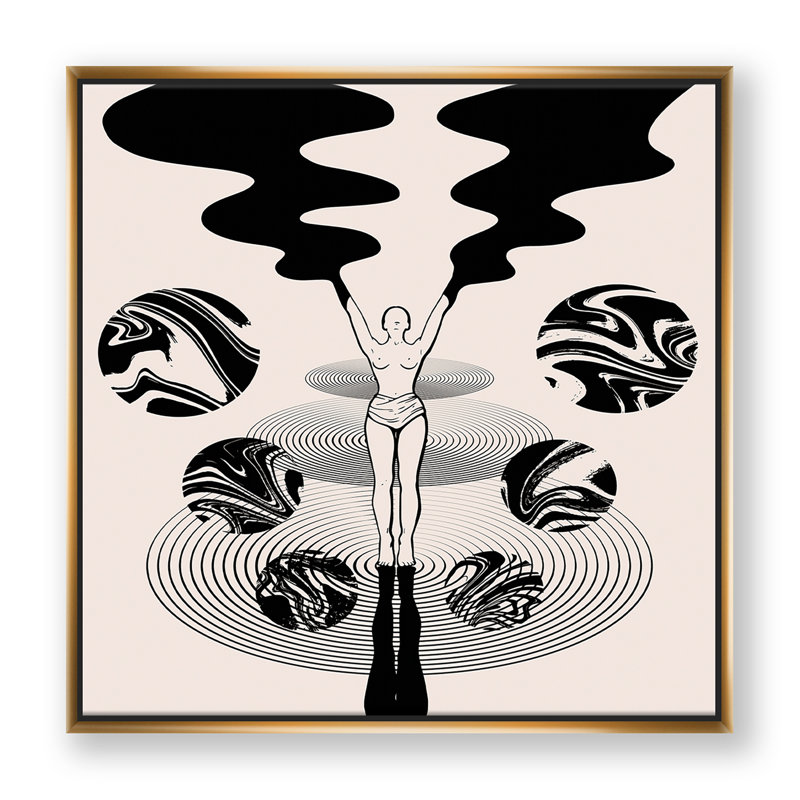 Empowered Cosmic Women Geometric Goddess Series noir et blanc V - impression sur toile, H 30 po x l 30 po x P 1 po