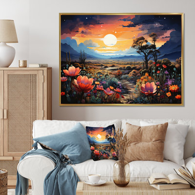 «Western Desert Serenade Pointillism Landscape I», reproduction sur toile