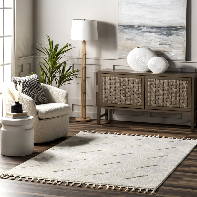 Marissa High/Low Diamond Tassel Area Rug, Rectangle 8' x 10'