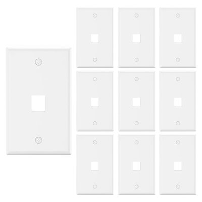 Plaque murale VCE 1-Port Keystone, homologuée UL, un seul groupe, blanc (paquet de 10)