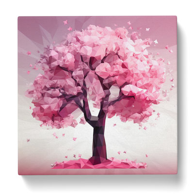 Cherry Blossom Tree Polygon - Wrapped Canvas