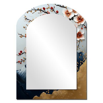 Blanc blanc cerisier en fleurs dans les montagnes - miroir asymétrique fleur de cerisier