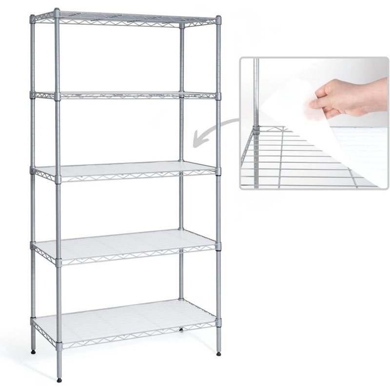 Étagère robuste à hauteur réglable en fil métallique, l 30 po x P 14 po x H 59 po, support de rangement en métal noir à 5 niveaux pour le garage, le sous-sol, le garde-manger et la buanderie