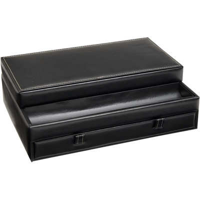 Black Watch Box With Leather Valet Tray