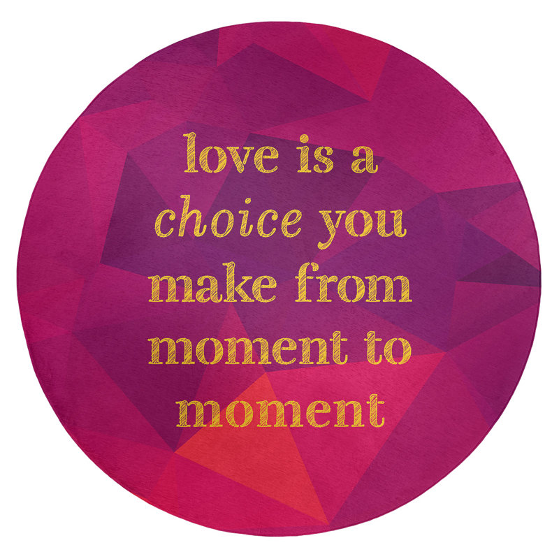 Tapis en faux gemme love is a choice quote, Rond 5 pi