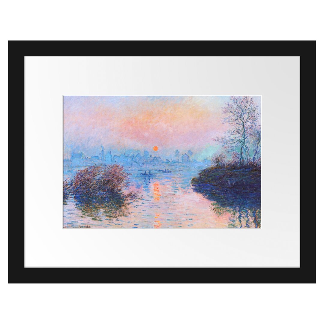 Claude Monet - Sonnenuntergang Auf Der Seine Im Winter - Im Bilderrahmen Mit Galerie-Passepartout