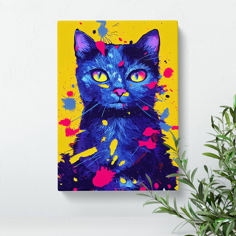 Cat Splashed In Paint No.4 - Wrapped Canvas, 50cm H x 35cm W