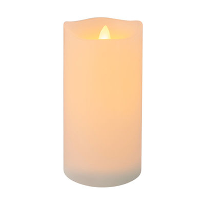 Realistic LED Flame Technology Candle Pillar with Blow Out Feature, 3x6 Inch, White