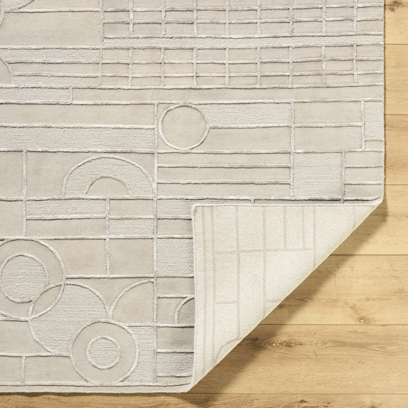 Transcendence Hand Knotted Wool Geometric Area Rug in Beige, Rectangle 8' x 10'