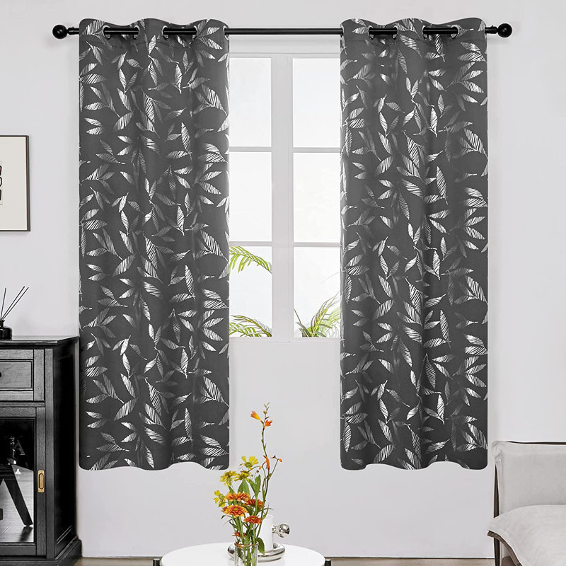 Polyester Room Darkening Curtain Pair, Gray, 52" W x 95" L